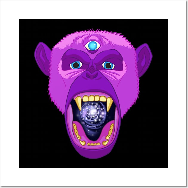 Pink Alien Third Eye Chimp Wall Art by YYaarrss